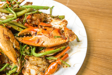 Fried  water mimosa with crab