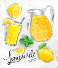 Fototapeta Lemonade elements coal obraz