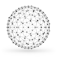 Wireframe polygonal geometric element. Sphere with connected lines and dots. Vector Illustration on white background with shade