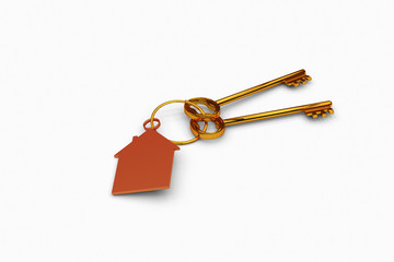 3d illustration of a key to the door, happiness, love and home