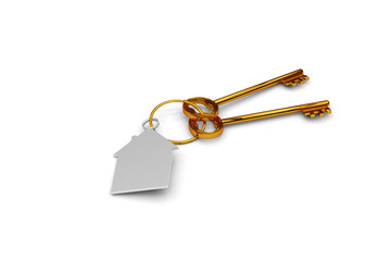 3d illustration of a key to the door, happiness, love and home