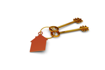 3d illustration of a key to the door, happiness, love and home