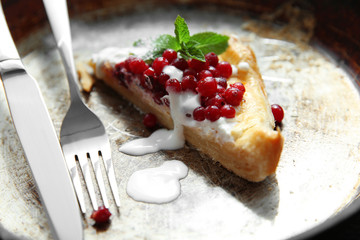 Delicious cranberry cake, closeup