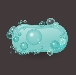 Soap bar. Soap suds. Bubbles.