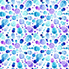 Seamless Texture With Watercolor Lilac And Blue Circles