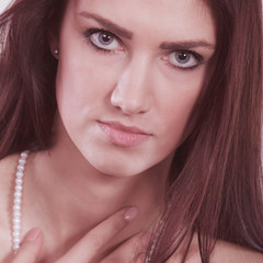 Obraz premium Brunette long hair woman portrait