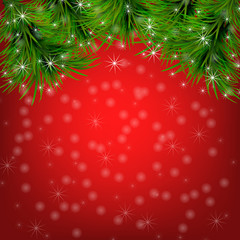 Christmas background with snowflakes, christmas tree