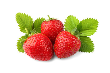 Red strawberries isolated on white
