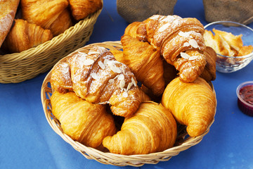 fresh croissants in a basket