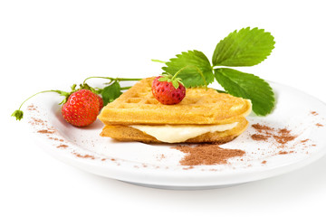 Waffles with strawberry