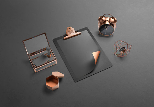 Black and Copper Stationery Mockup 2