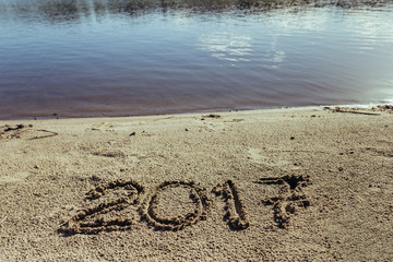 sandy beach. new year concept