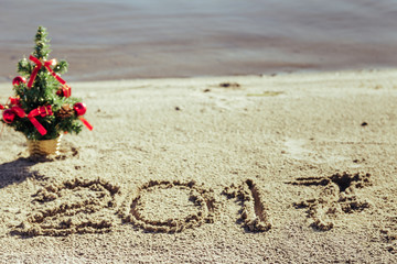 sandy beach. new year concept