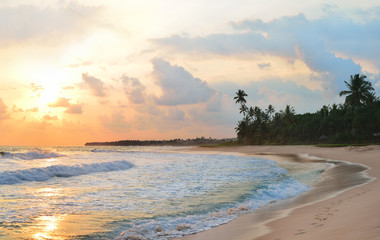 sunset on the beach of Sri Lanka