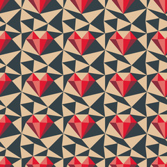 Heart pattern. Low poly vector seamless background