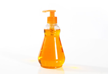 Plastic Bottle with liquid soap on a white background