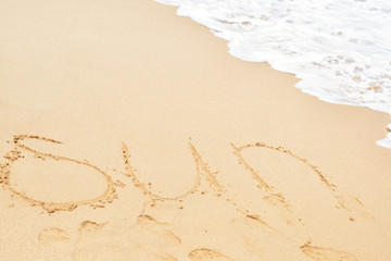 Sand beach and wave with sun
