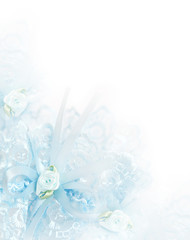 Wedding background with  blue bridal garter