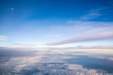 Blue sky with white clouds, aerial photography