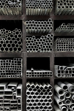 Extruded aluminum metal tubes, Hue, Vietnam