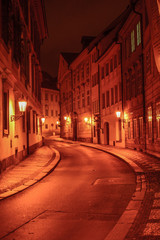 Fototapeta na wymiar A street in the night of Prague