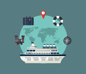 cruise ship with travel vacation or holidays related icons image vector illustration