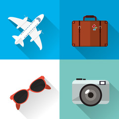 airplane with travel vacation or holidays related icons image vector illustration