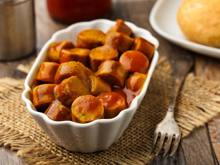 Currywurst - fried sausage with ketchup
