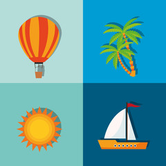 Fototapeta na wymiar hot air balloon with travel vacation or holidays related icons image vector illustration