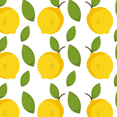 yellow lemon acid fruit with green leaves background. healthy food natural. vector illustration