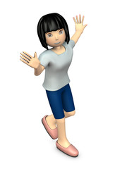 親しげに手を振る若い女性