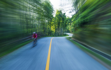 on the road with motion blur background.