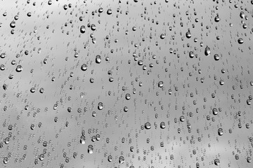 water drops of rain on glass