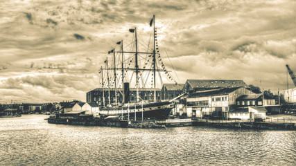 SS Great Britain, Bristol UK black and white HDR photography - 122815752