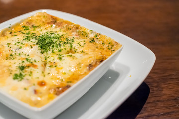 Lasagna in plate