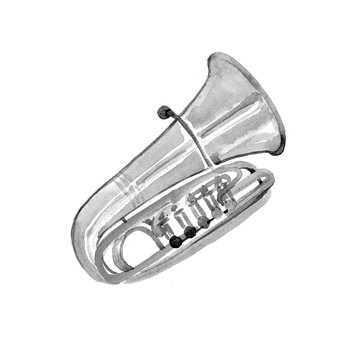 Watercolor copper brass band tuba