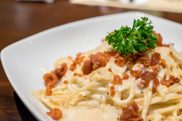 Spaghetti Carbonara in plate