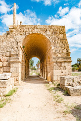 Al Bass archaeological site in Tyre, Lebanon. It is located about 80 km south of Beirut. Tyre has led to its designation as a UNESCO World Heritage Site in 1984.