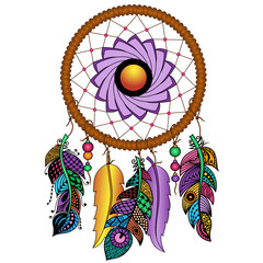 Hand drawn colored dreamcatcher