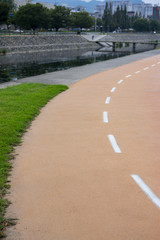 The bicycle lane beside the stream