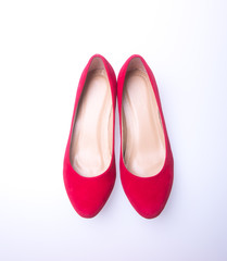 shoe. red and fashion woman shoes on a background.