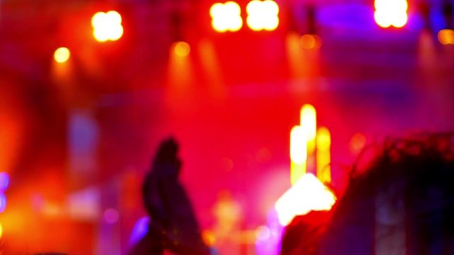 4K Clapping Hands and Bopping Head, Dancing Music Festival Crowd, Bright Lights