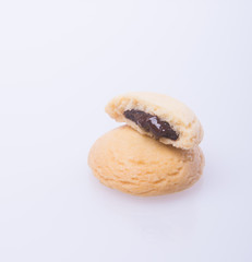 cookies or butter cookies white chocolate on background.