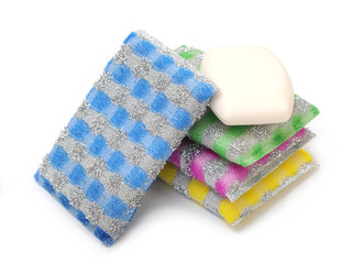 scouring pad and soap