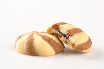 cookies or butter cookies white chocolate on background.