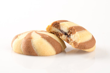 cookies or butter cookies white chocolate on background.