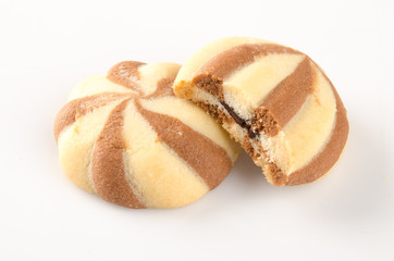 cookies or butter cookies white chocolate on background.