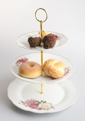 tray or three tier serving tray on a background.