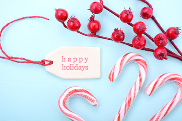 Red, white and pale blue Christmas background.