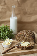 Brown bread with sunflower seeds